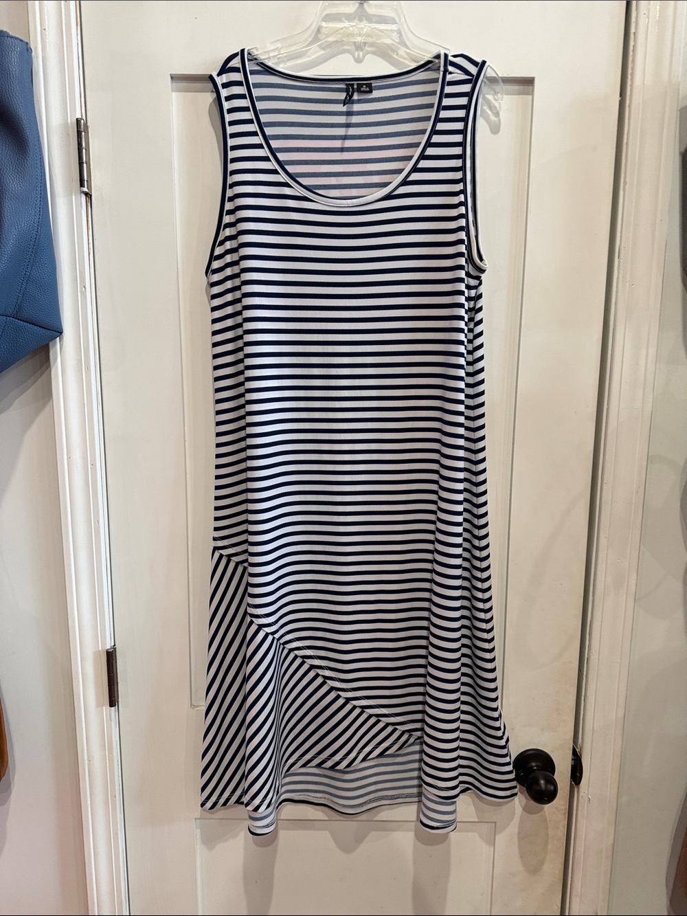 new directions Navy and White Striped Sleeveless Shift